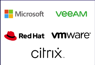 Logos Microsoft Veeman Red Hat vmware Citrix